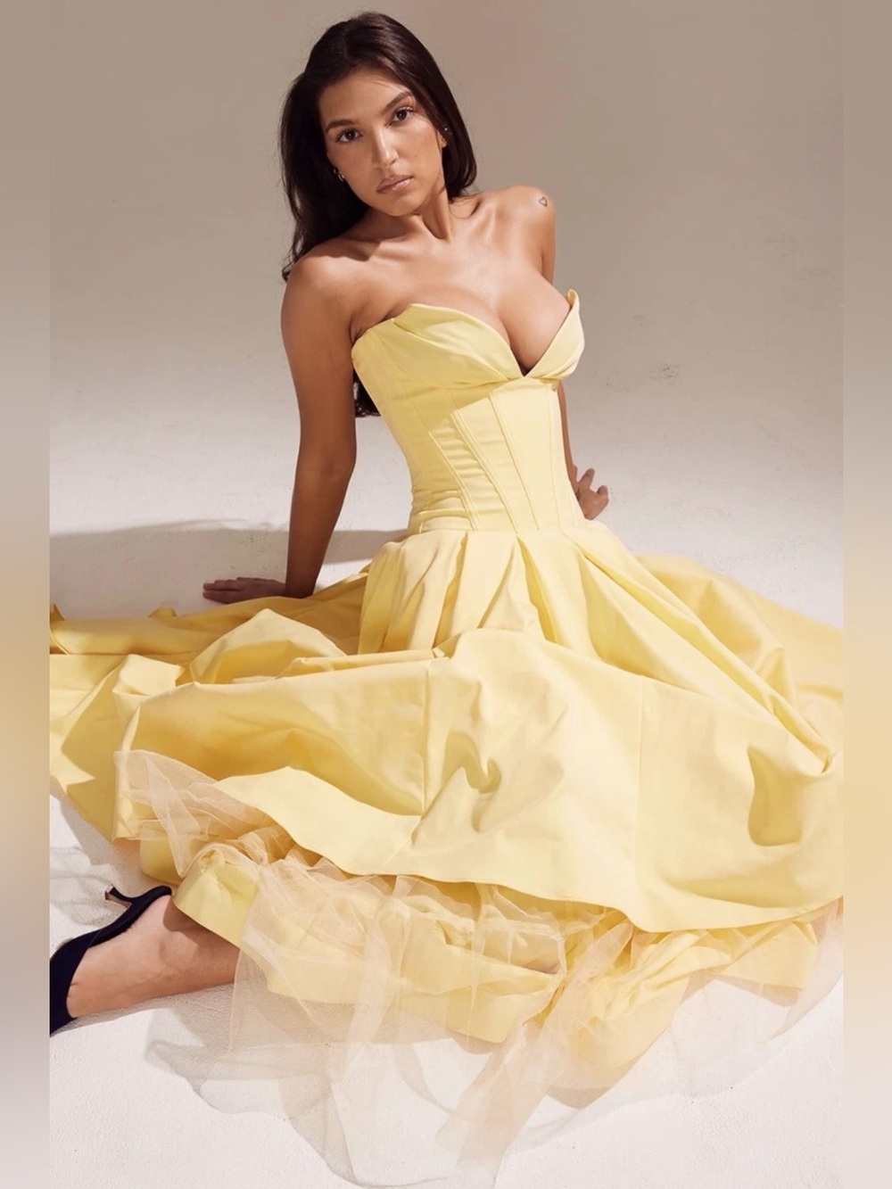 HOUSE OF CB 'Lady' Sunshine Strapless Tulle Midi Dress